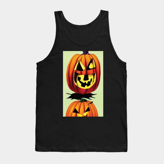 Halloween Scary Evil Pumpkin Funny Pumpkin Head Tank Top by flamebunny